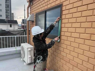 高槻市　大畑町　マンションの養生の様子🪟
