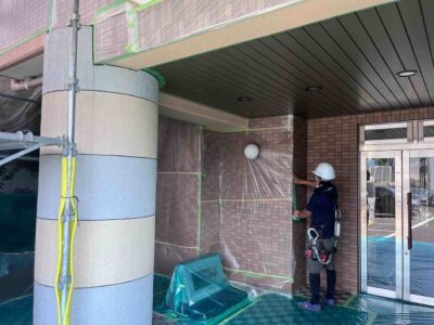 豊中市　上新田のマンション　養生の様子🔎