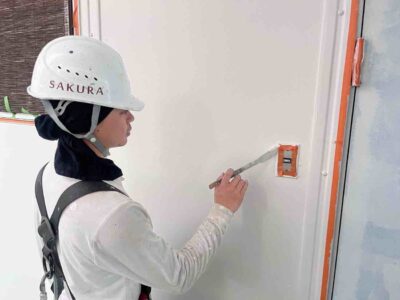 高槻市　大蔵司のアパート　ライン出し作業の様子🪄